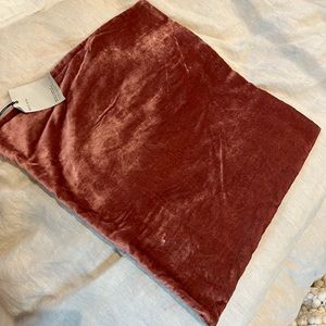 West Elm pink crushed like velvet pillow cover